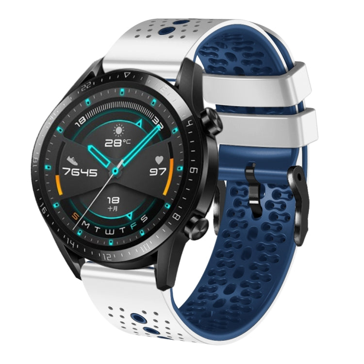 For Huawei GT2 46mm 22mm Perforated Two-Color Silicone Watch Band