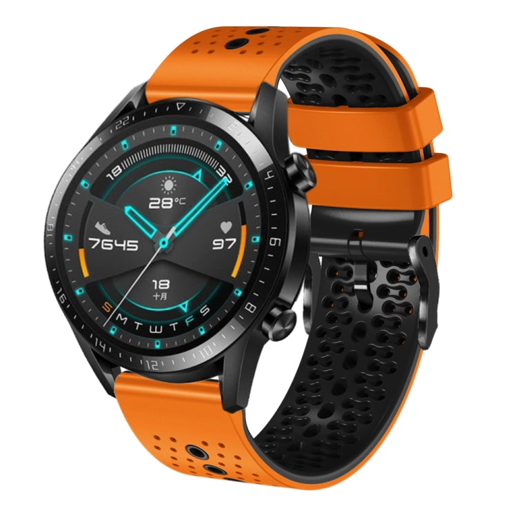 For Huawei GT2 46mm 22mm Perforated Two-Color Silicone Watch Band