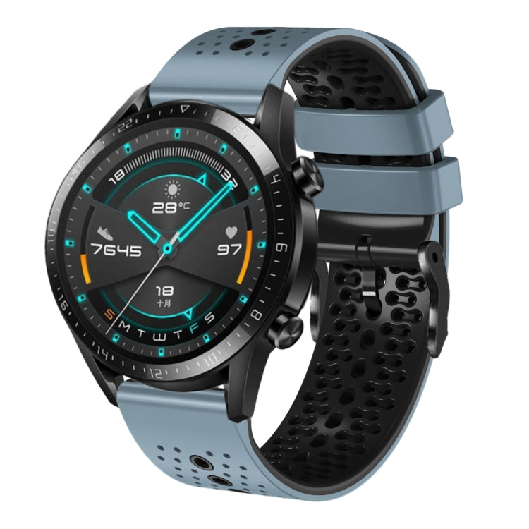 For Huawei GT2 46mm 22mm Perforated Two-Color Silicone Watch Band