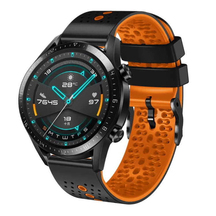 For Huawei GT2 46mm 22mm Perforated Two-Color Silicone Watch Band