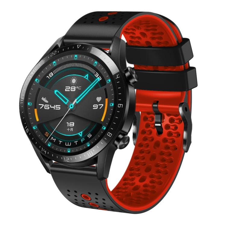 For Huawei GT2 46mm 22mm Perforated Two-Color Silicone Watch Band