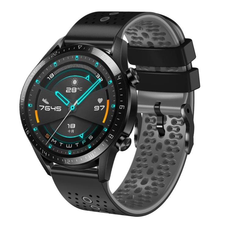 For Huawei GT2 46mm 22mm Perforated Two-Color Silicone Watch Band