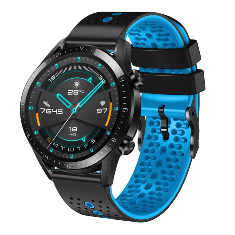 For Huawei GT2 46mm 22mm Perforated Two-Color Silicone Watch Band