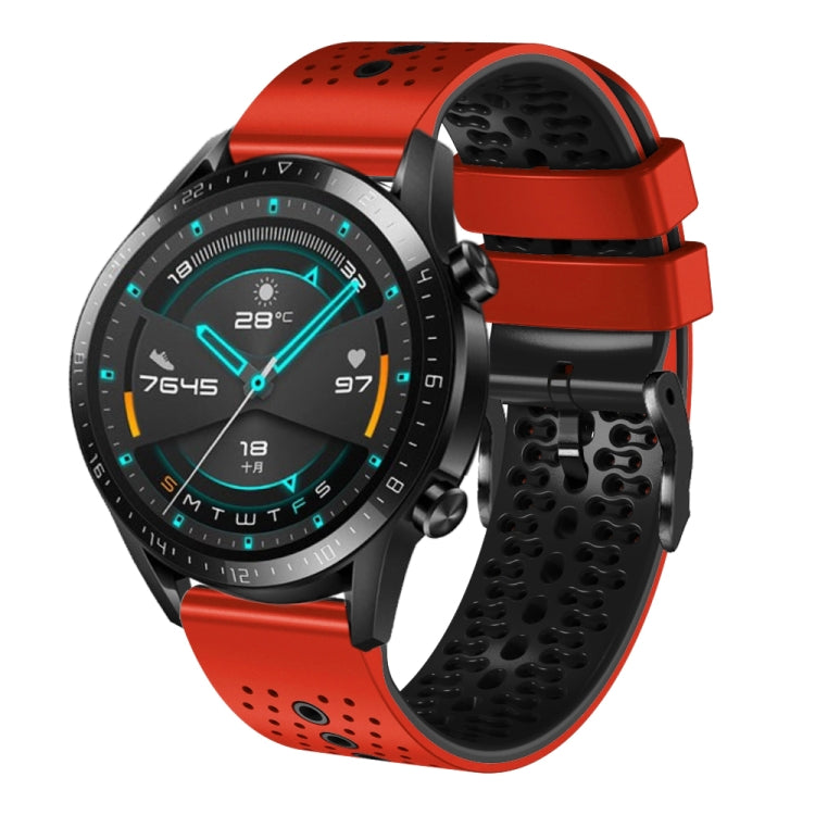 For Huawei GT2 46mm 22mm Perforated Two-Color Silicone Watch Band