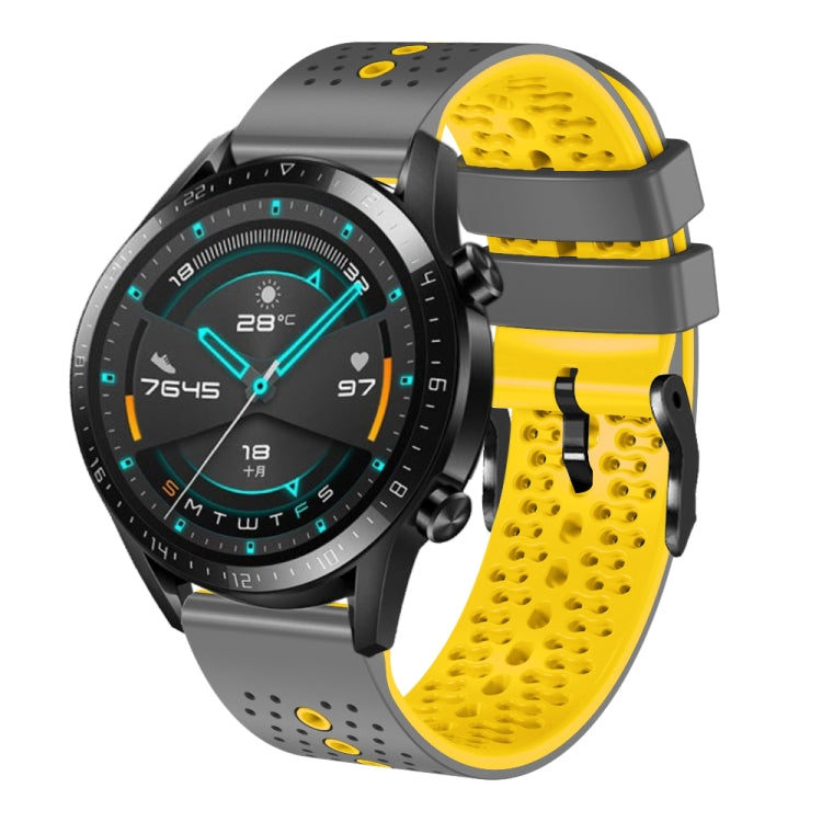 For Huawei GT2 46mm 22mm Perforated Two-Color Silicone Watch Band