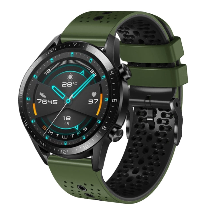 For Huawei GT2 46mm 22mm Perforated Two-Color Silicone Watch Band