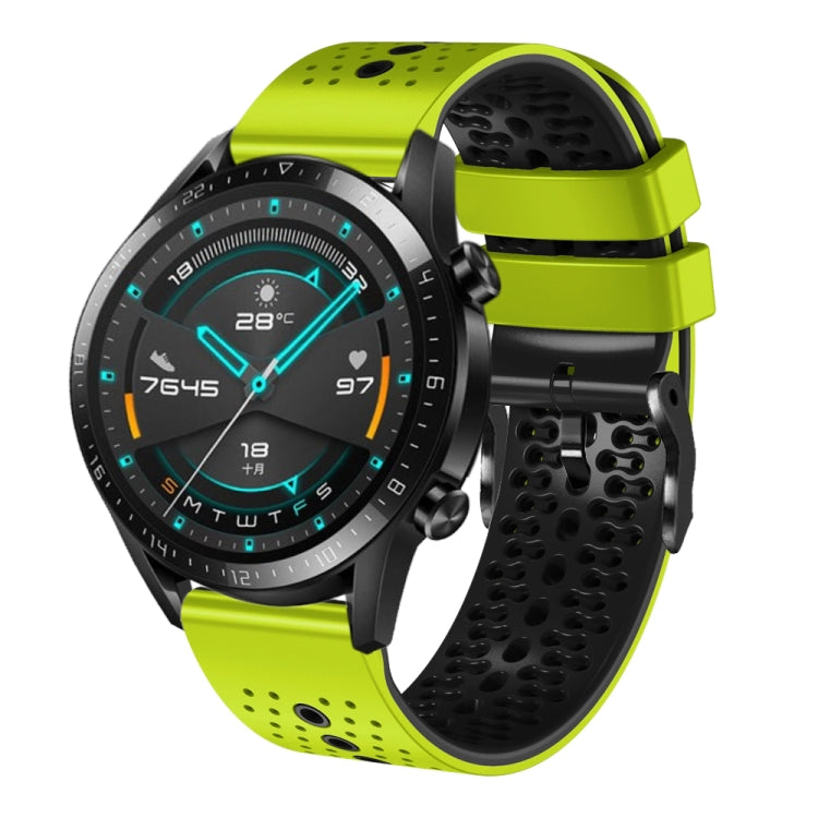 For Huawei GT2 46mm 22mm Perforated Two-Color Silicone Watch Band