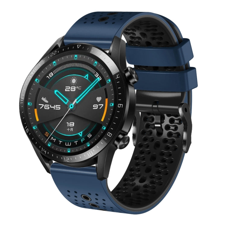 For Huawei GT2 46mm 22mm Perforated Two-Color Silicone Watch Band