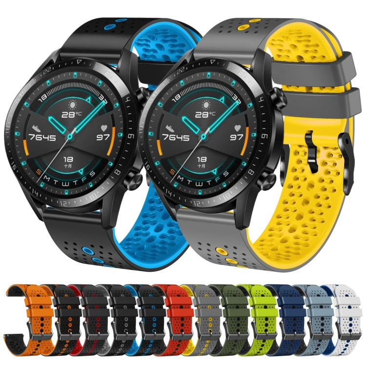 For Huawei GT2 46mm 22mm Perforated Two-Color Silicone Watch Band