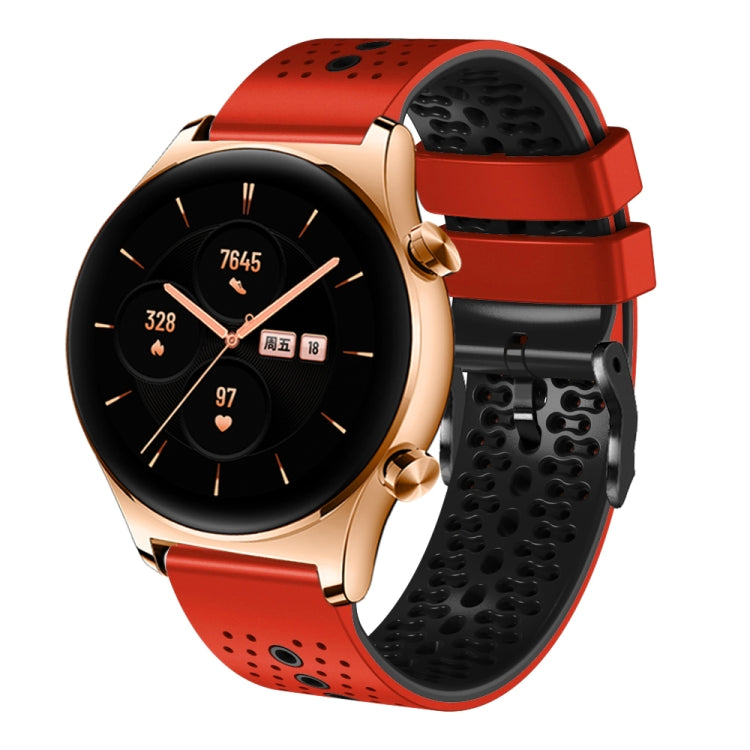 For Honor Watch GS 3 22mm Perforated Two-Color Silicone Watch Band