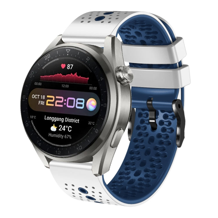 For Huawei Watch 3 Pro New 22mm Perforated Two-Color Silicone Watch Band