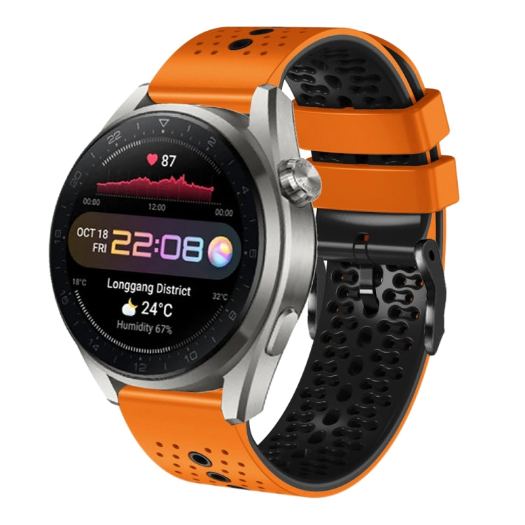 For Huawei Watch 3 Pro New 22mm Perforated Two-Color Silicone Watch Band
