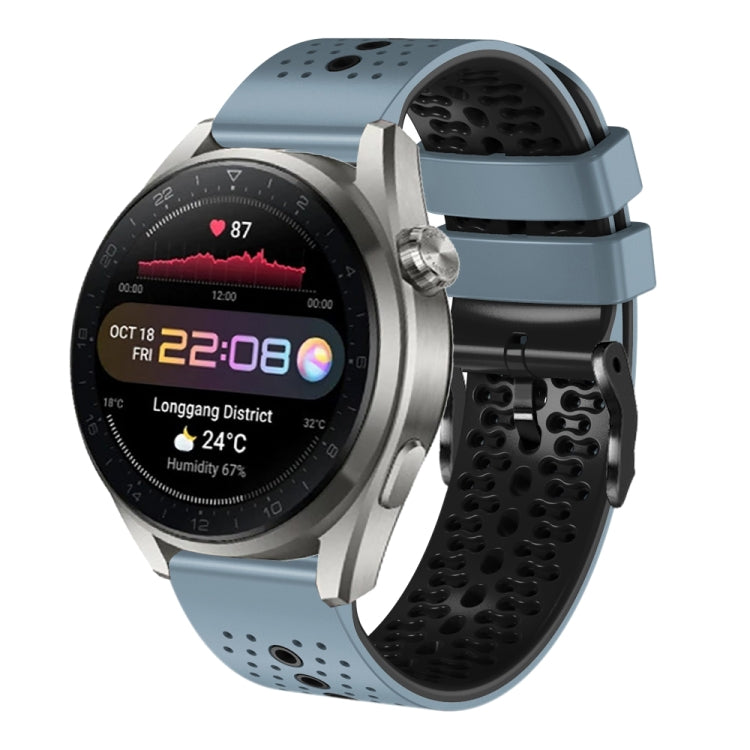 For Huawei Watch 3 Pro New 22mm Perforated Two-Color Silicone Watch Band