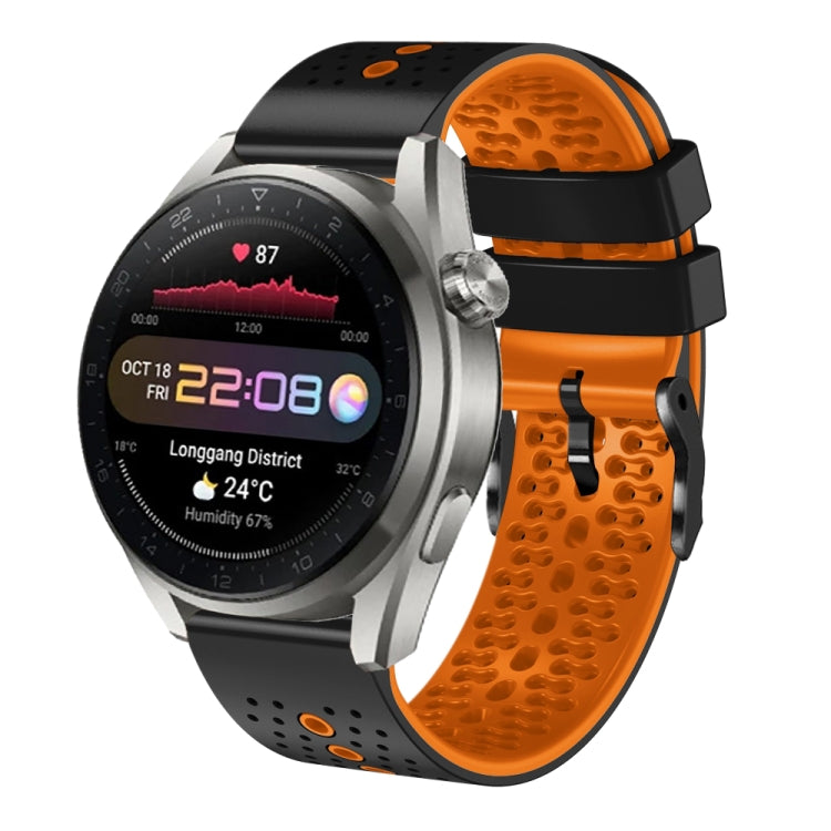 For Huawei Watch 3 Pro New 22mm Perforated Two-Color Silicone Watch Band