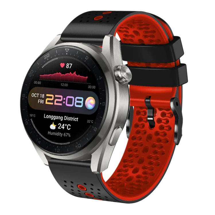 For Huawei Watch 3 Pro New 22mm Perforated Two-Color Silicone Watch Band