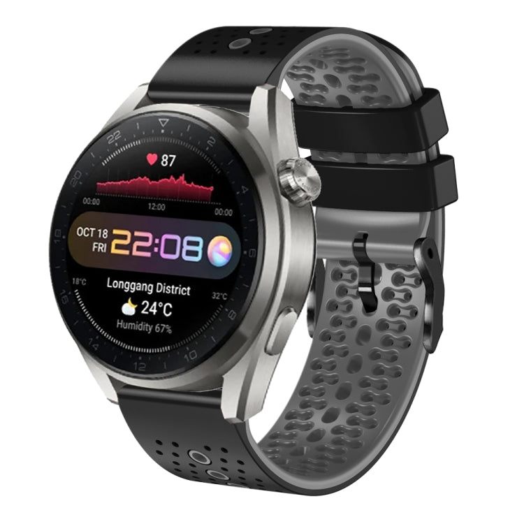 For Huawei Watch 3 Pro New 22mm Perforated Two-Color Silicone Watch Band