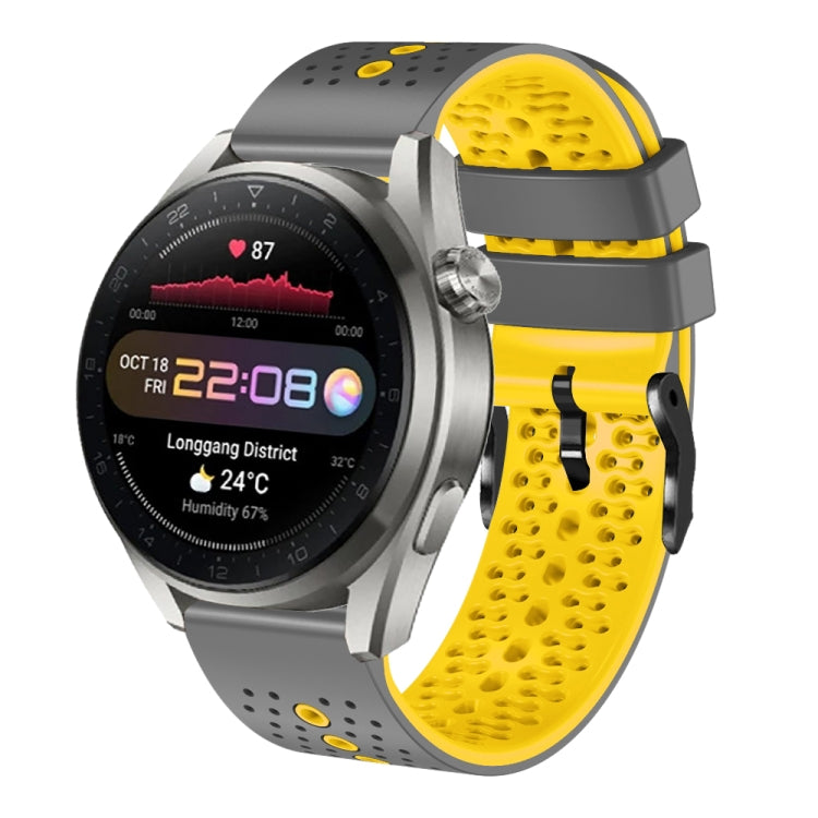 For Huawei Watch 3 Pro New 22mm Perforated Two-Color Silicone Watch Band