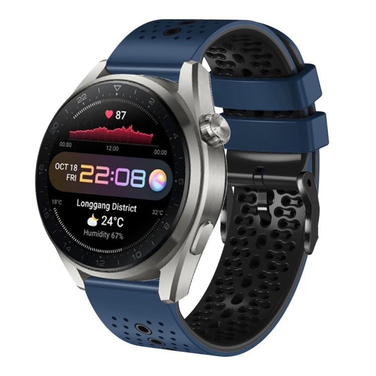 For Huawei Watch 3 Pro New 22mm Perforated Two-Color Silicone Watch Band