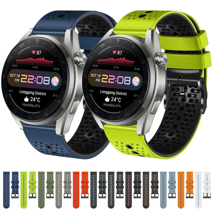 For Huawei Watch 3 Pro New 22mm Perforated Two-Color Silicone Watch Band