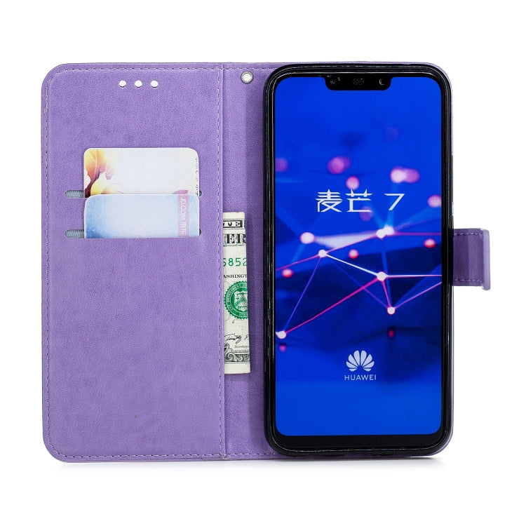 Plum Blossom Pattern Diamond Encrusted Leather Case for Huawei Mate 20 Lite with Holder & Card Slots