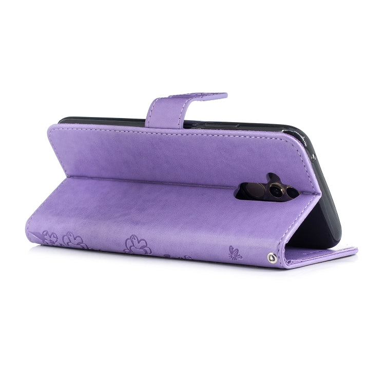 Plum Blossom Pattern Diamond Encrusted Leather Case for Huawei Mate 20 Lite with Holder & Card Slots