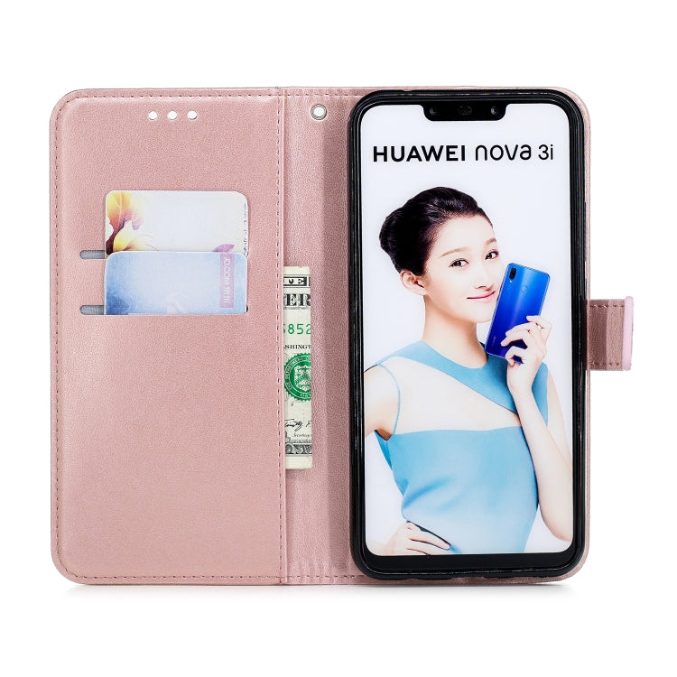 Plum Blossom Pattern Diamond Encrusted Leather Case for HUAWEI Nova3 ,with Holder & Card Slots