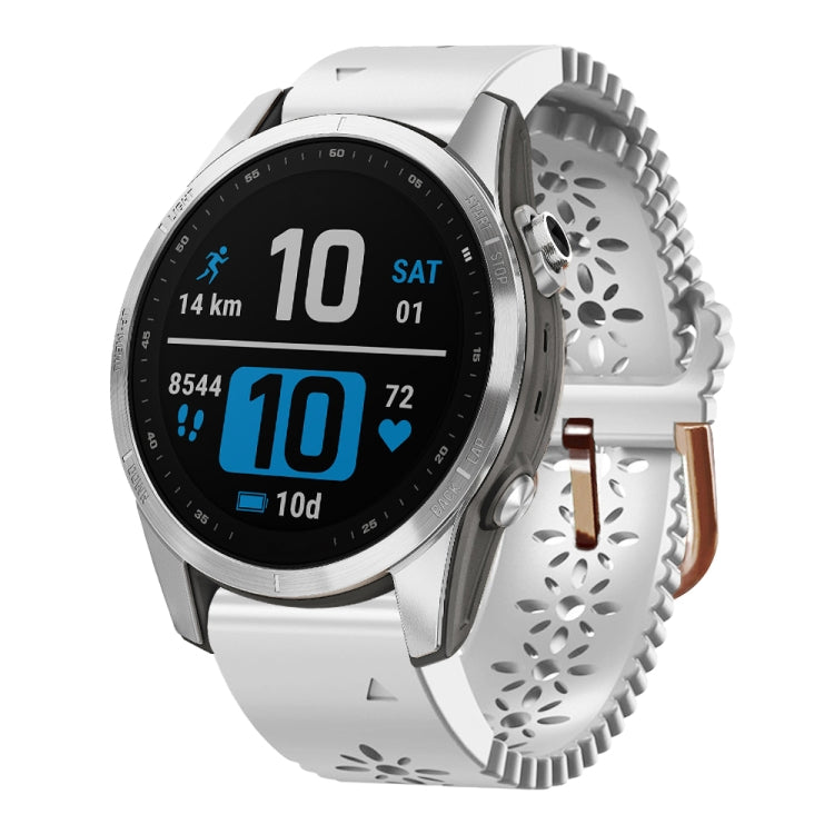 For Garmin Fenix 7S 20mm Lady's Silicone Watch Band With Lace Punch