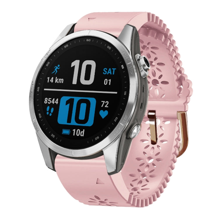 For Garmin Fenix 7S 20mm Lady's Silicone Watch Band With Lace Punch