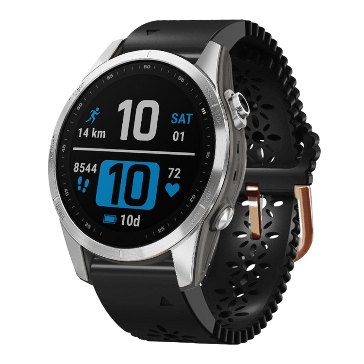 For Garmin Fenix 7S 20mm Lady's Silicone Watch Band With Lace Punch