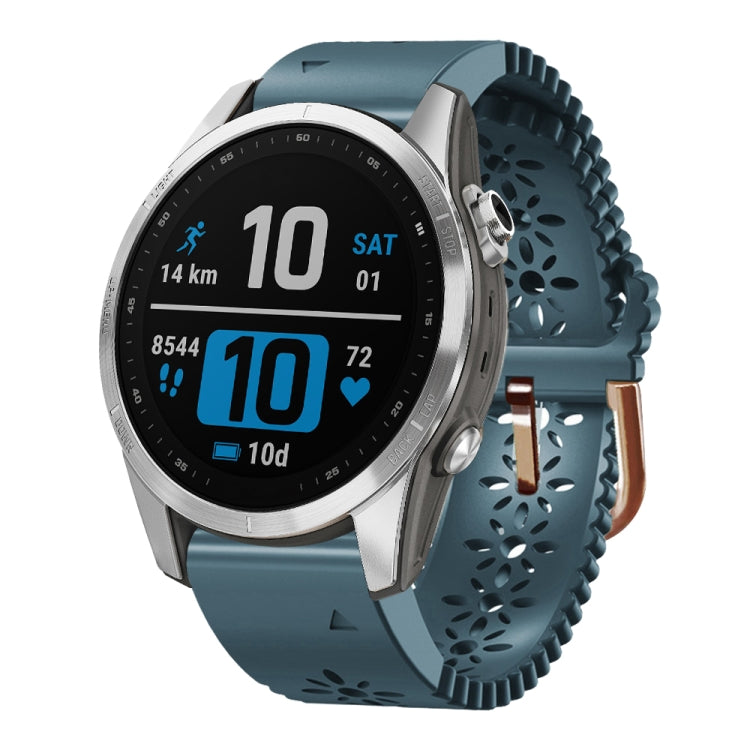 For Garmin Fenix 7S 20mm Lady's Silicone Watch Band With Lace Punch