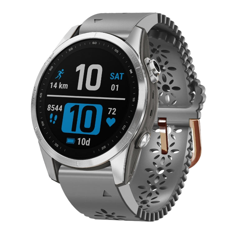For Garmin Fenix 7S 20mm Lady's Silicone Watch Band With Lace Punch