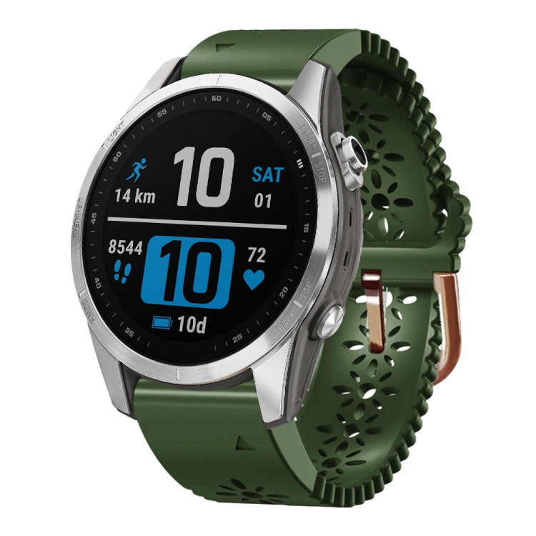 For Garmin Fenix 7S 20mm Lady's Silicone Watch Band With Lace Punch