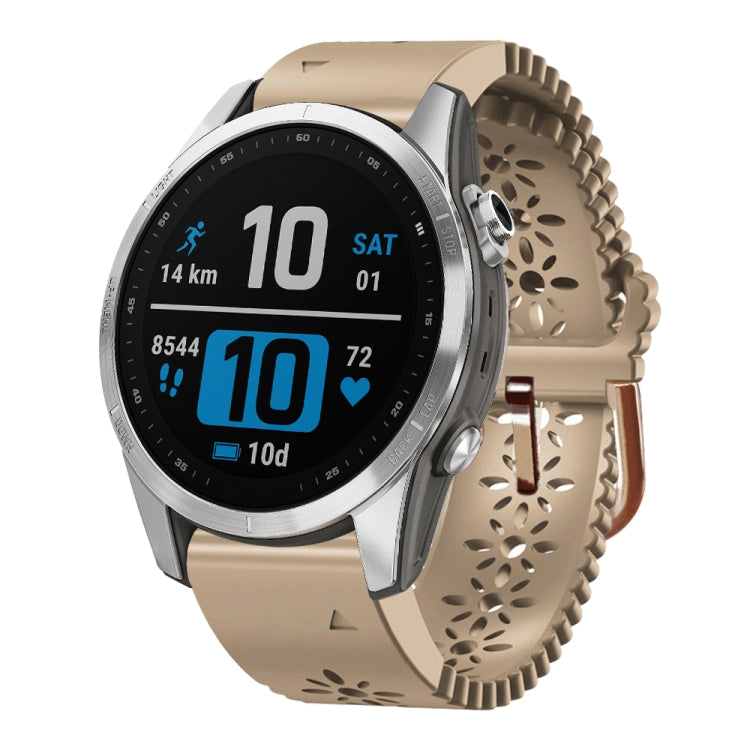 For Garmin Fenix 7S 20mm Lady's Silicone Watch Band With Lace Punch