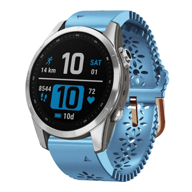 For Garmin Fenix 7S 20mm Lady's Silicone Watch Band With Lace Punch