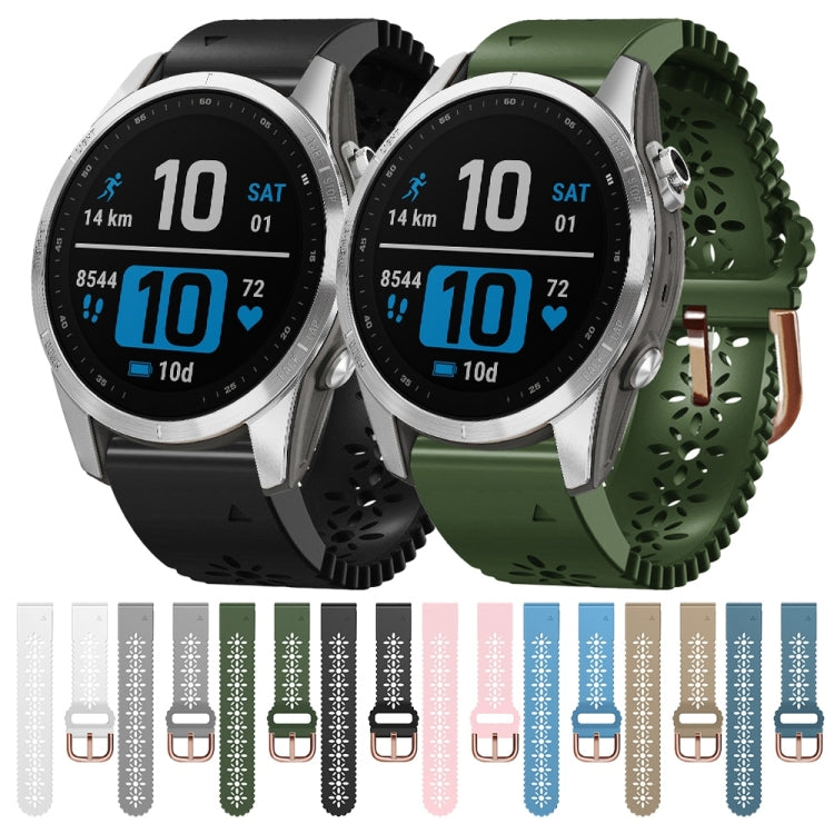 For Garmin Fenix 7S 20mm Lady's Silicone Watch Band With Lace Punch