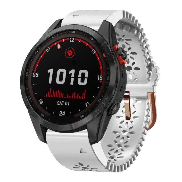 For Garmin Fenix 7S Solar 20mm Lady's Silicone Watch Band With Lace Punch