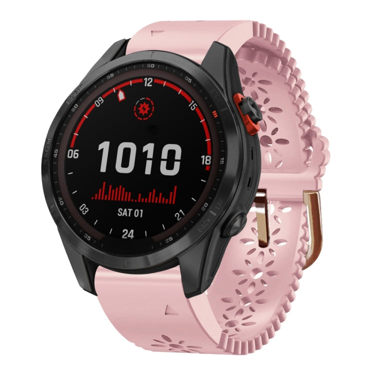 For Garmin Fenix 7S Solar 20mm Lady's Silicone Watch Band With Lace Punch