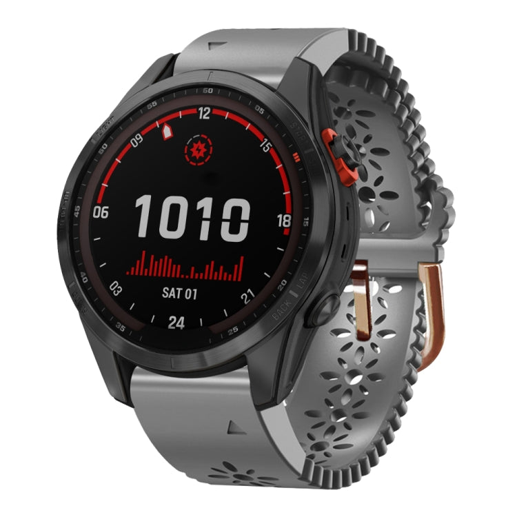 For Garmin Fenix 7S Solar 20mm Lady's Silicone Watch Band With Lace Punch