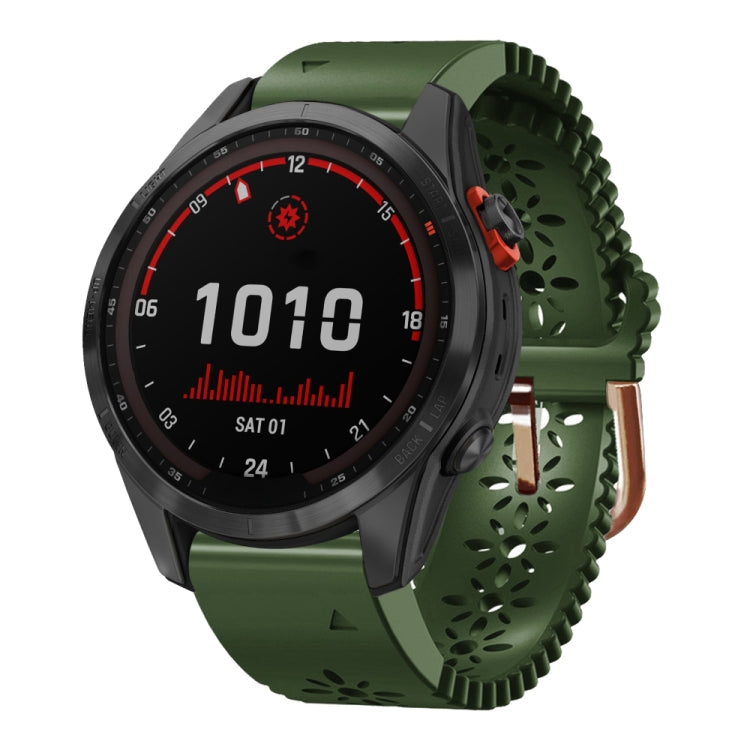 For Garmin Fenix 7S Solar 20mm Lady's Silicone Watch Band With Lace Punch