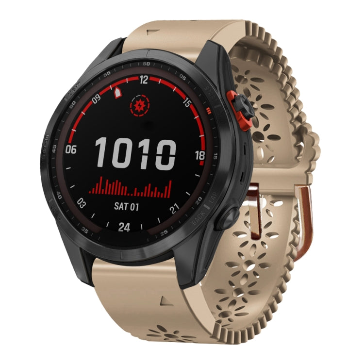 For Garmin Fenix 7S Solar 20mm Lady's Silicone Watch Band With Lace Punch