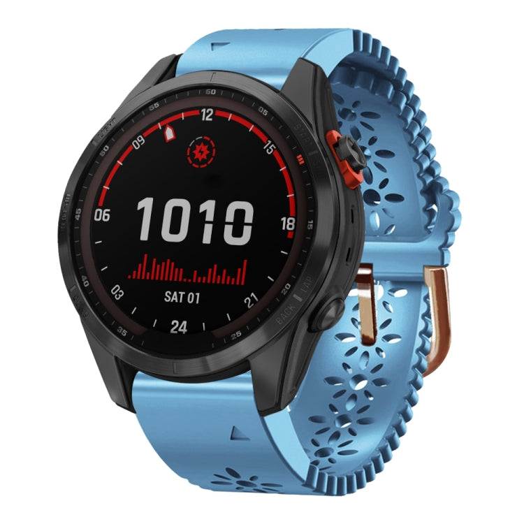 For Garmin Fenix 7S Solar 20mm Lady's Silicone Watch Band With Lace Punch