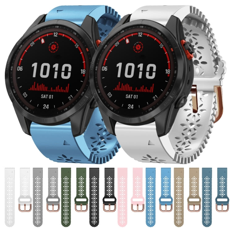 For Garmin Fenix 7S Solar 20mm Lady's Silicone Watch Band With Lace Punch