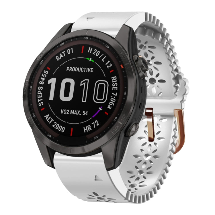 For Garmin Fenix 7S Sapphire Solar 20mm Lady's Silicone Watch Band With Lace Punch