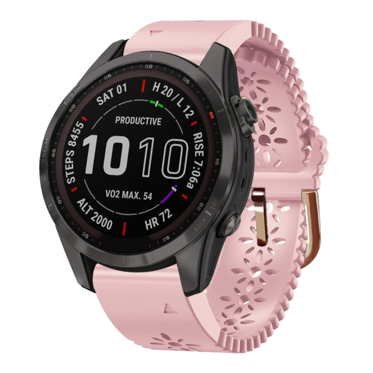 For Garmin Fenix 7S Sapphire Solar 20mm Lady's Silicone Watch Band With Lace Punch