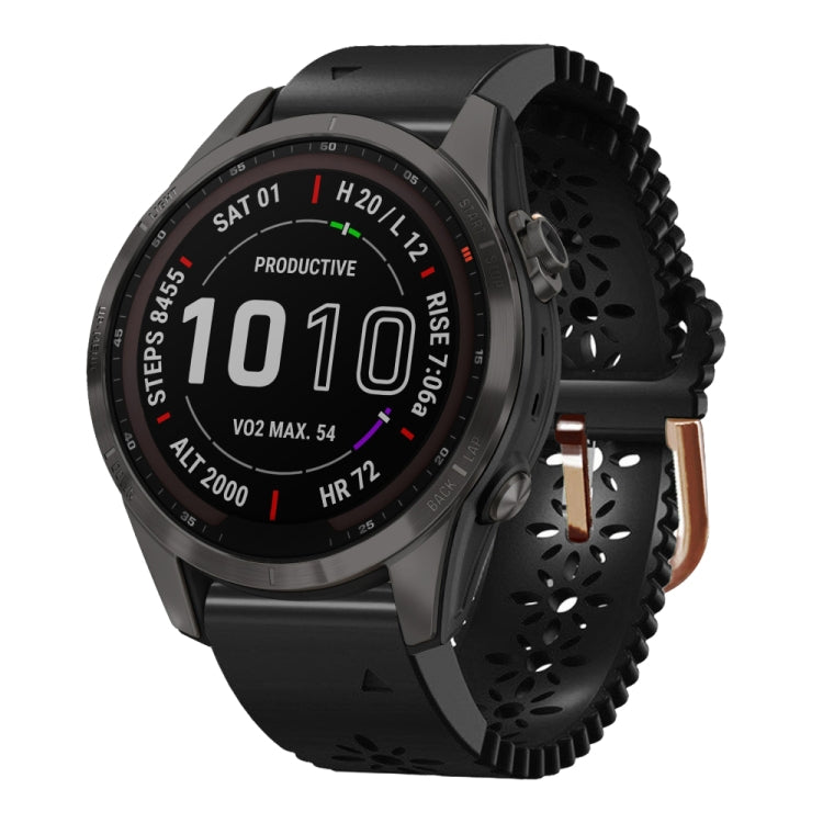 For Garmin Fenix 7S Sapphire Solar 20mm Lady's Silicone Watch Band With Lace Punch