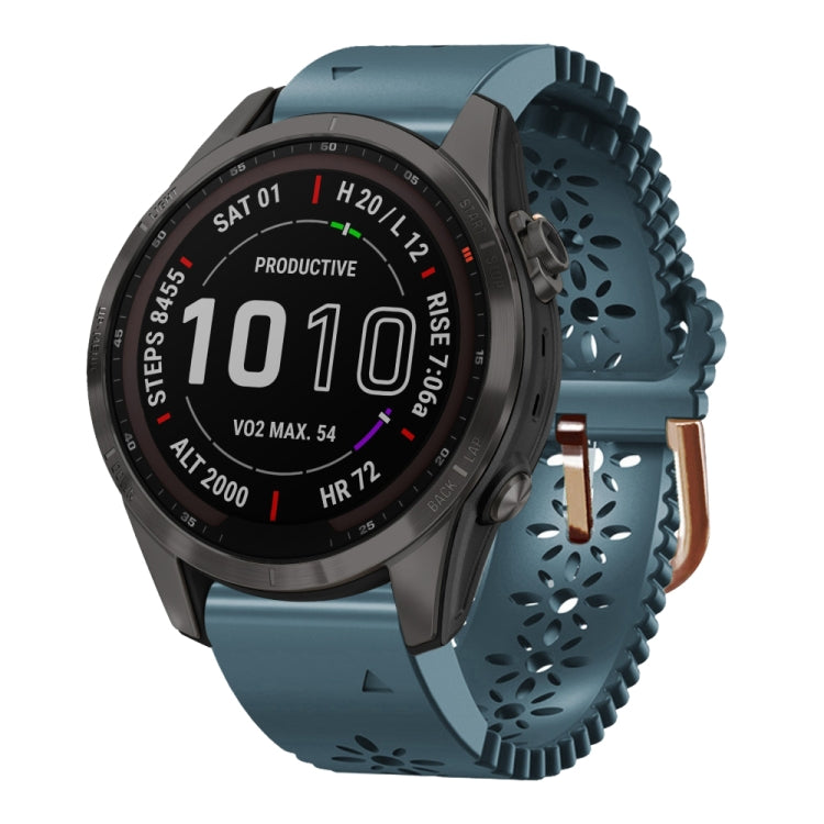 For Garmin Fenix 7S Sapphire Solar 20mm Lady's Silicone Watch Band With Lace Punch