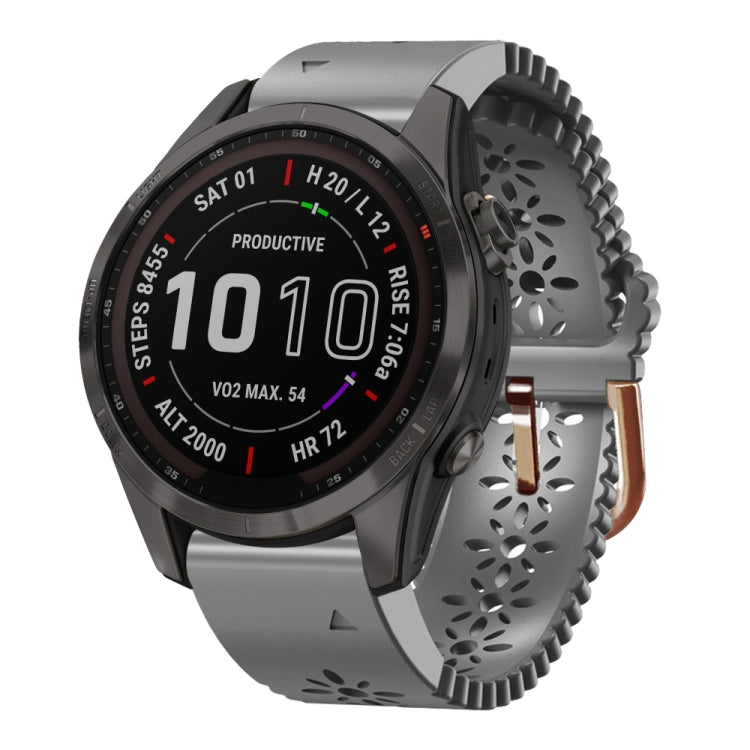 For Garmin Fenix 7S Sapphire Solar 20mm Lady's Silicone Watch Band With Lace Punch