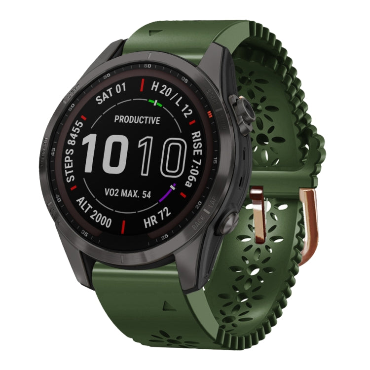 For Garmin Fenix 7S Sapphire Solar 20mm Lady's Silicone Watch Band With Lace Punch