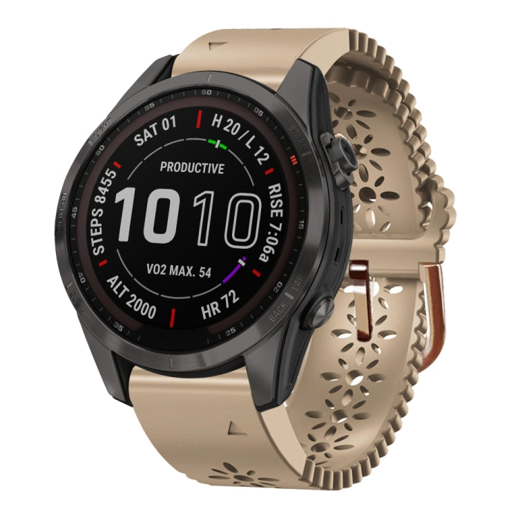 For Garmin Fenix 7S Sapphire Solar 20mm Lady's Silicone Watch Band With Lace Punch