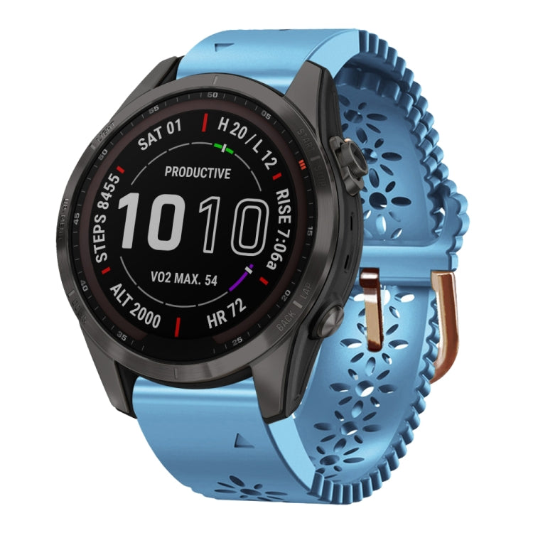 For Garmin Fenix 7S Sapphire Solar 20mm Lady's Silicone Watch Band With Lace Punch